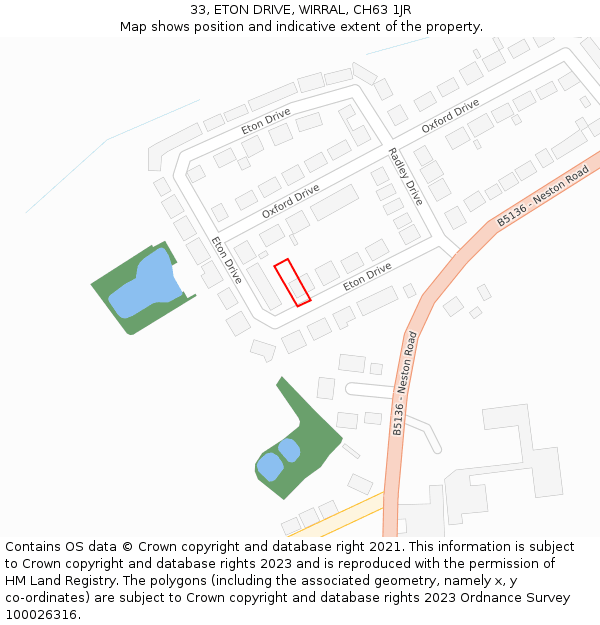 33, ETON DRIVE, WIRRAL, CH63 1JR: Location map and indicative extent of plot