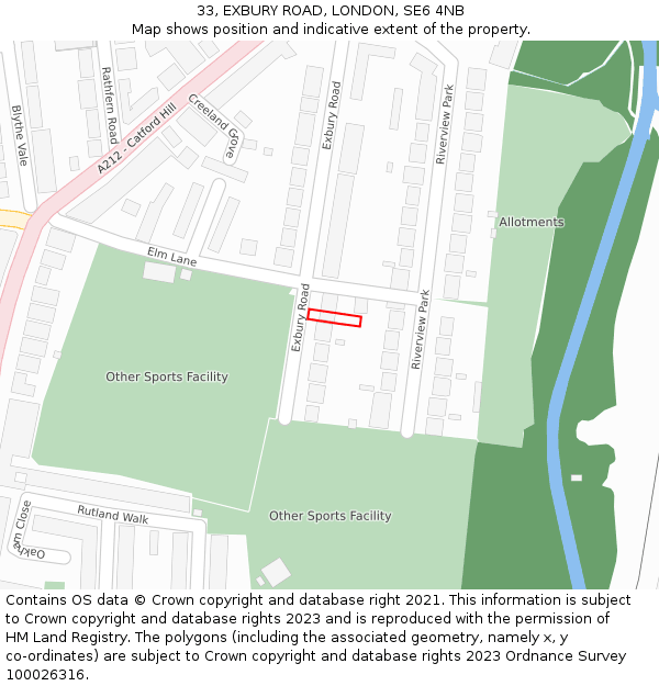 33, EXBURY ROAD, LONDON, SE6 4NB: Location map and indicative extent of plot