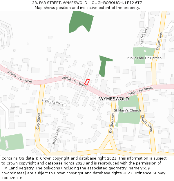 33, FAR STREET, WYMESWOLD, LOUGHBOROUGH, LE12 6TZ: Location map and indicative extent of plot