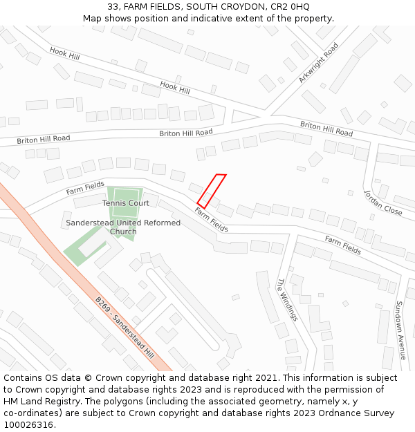 33, FARM FIELDS, SOUTH CROYDON, CR2 0HQ: Location map and indicative extent of plot