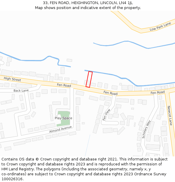 33, FEN ROAD, HEIGHINGTON, LINCOLN, LN4 1JL: Location map and indicative extent of plot