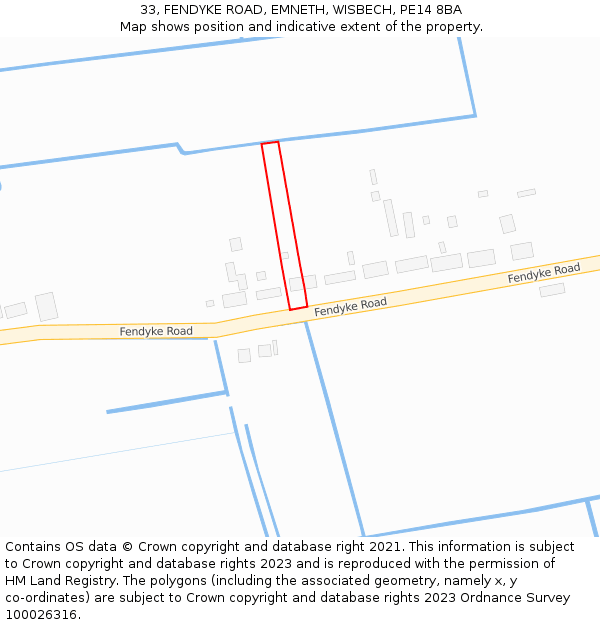 33, FENDYKE ROAD, EMNETH, WISBECH, PE14 8BA: Location map and indicative extent of plot