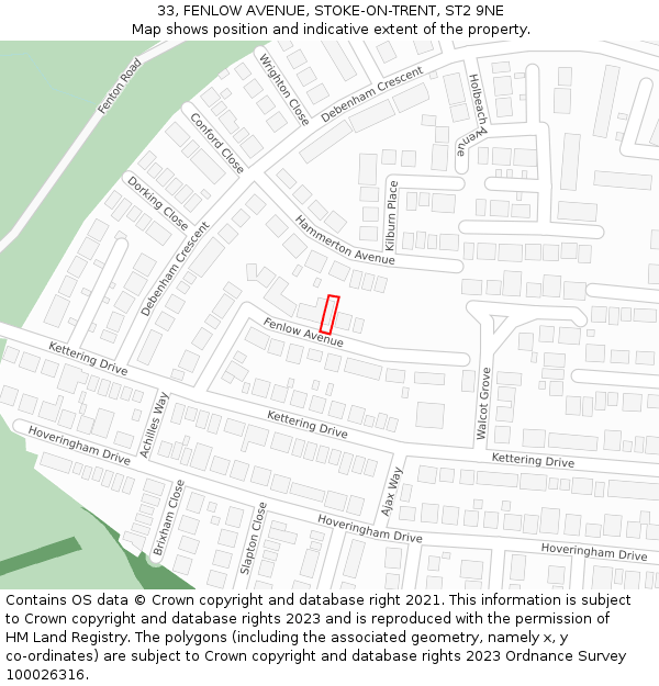 33, FENLOW AVENUE, STOKE-ON-TRENT, ST2 9NE: Location map and indicative extent of plot
