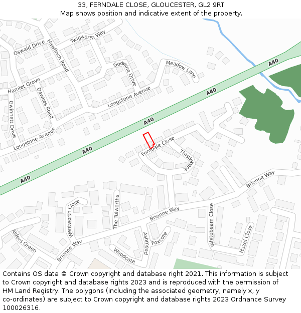 33, FERNDALE CLOSE, GLOUCESTER, GL2 9RT: Location map and indicative extent of plot