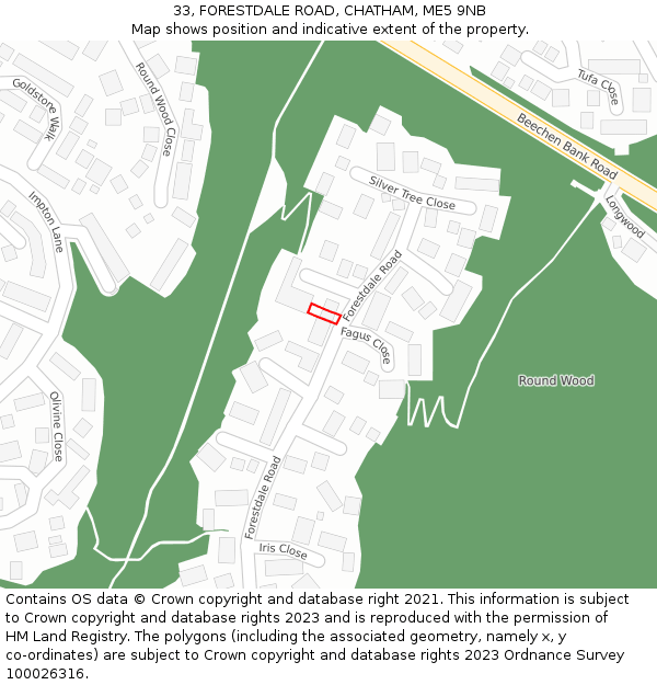 33, FORESTDALE ROAD, CHATHAM, ME5 9NB: Location map and indicative extent of plot