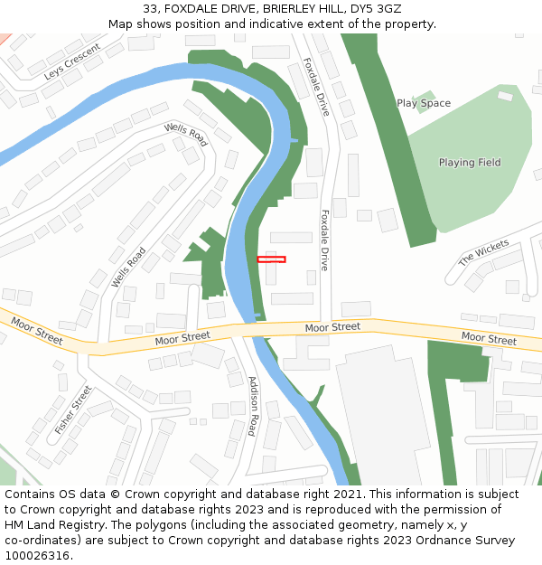 33, FOXDALE DRIVE, BRIERLEY HILL, DY5 3GZ: Location map and indicative extent of plot