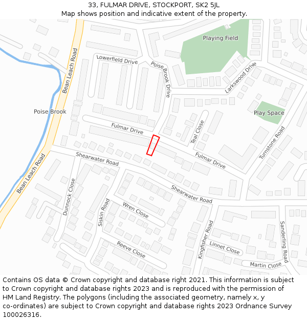 33, FULMAR DRIVE, STOCKPORT, SK2 5JL: Location map and indicative extent of plot