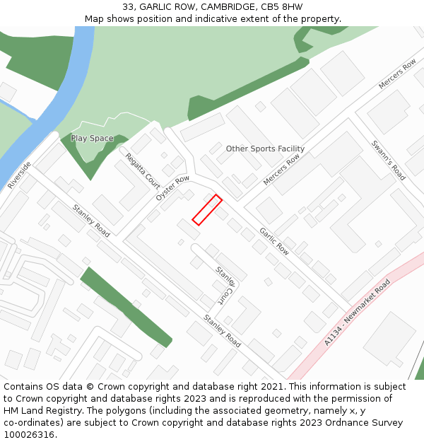 33, GARLIC ROW, CAMBRIDGE, CB5 8HW: Location map and indicative extent of plot