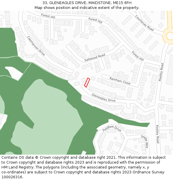33, GLENEAGLES DRIVE, MAIDSTONE, ME15 6FH: Location map and indicative extent of plot