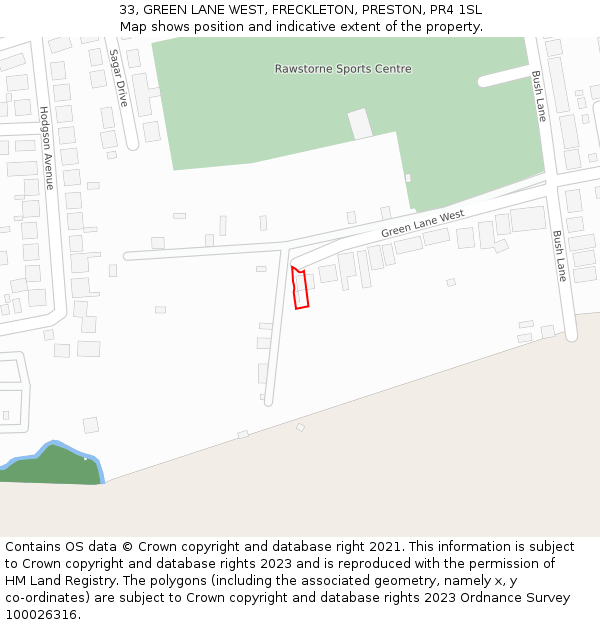 33, GREEN LANE WEST, FRECKLETON, PRESTON, PR4 1SL: Location map and indicative extent of plot