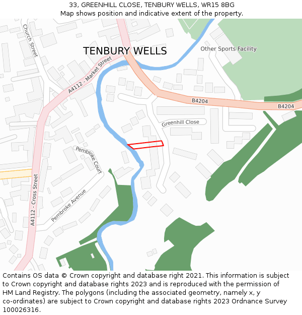 33, GREENHILL CLOSE, TENBURY WELLS, WR15 8BG: Location map and indicative extent of plot