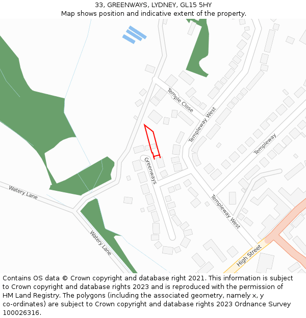 33, GREENWAYS, LYDNEY, GL15 5HY: Location map and indicative extent of plot