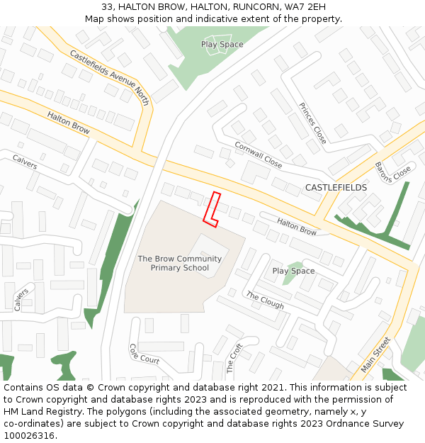 33, HALTON BROW, HALTON, RUNCORN, WA7 2EH: Location map and indicative extent of plot