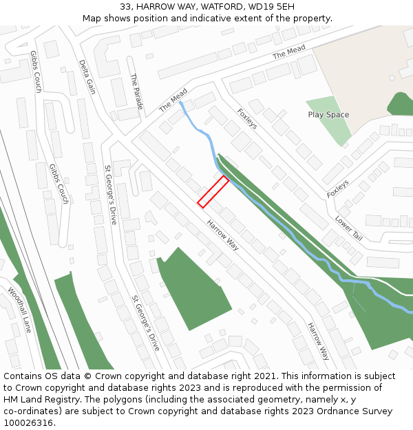 33, HARROW WAY, WATFORD, WD19 5EH: Location map and indicative extent of plot