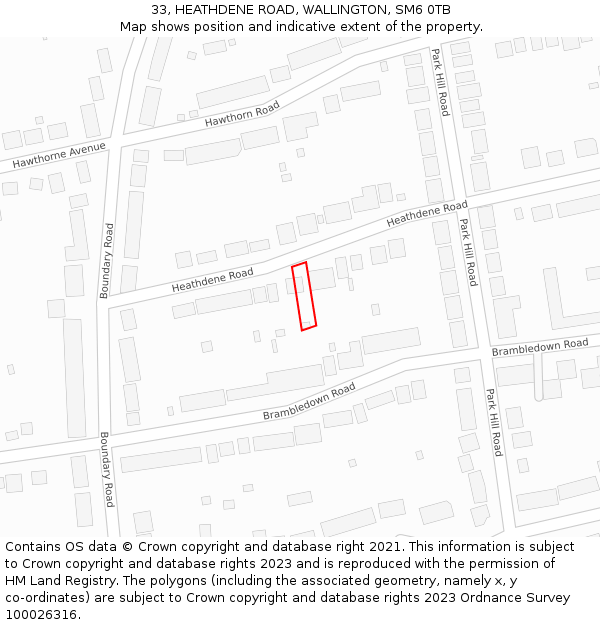 33, HEATHDENE ROAD, WALLINGTON, SM6 0TB: Location map and indicative extent of plot