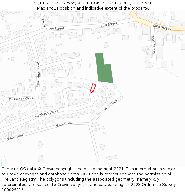 33, HENDERSON WAY, WINTERTON, SCUNTHORPE, DN15 9SH: Location map and indicative extent of plot