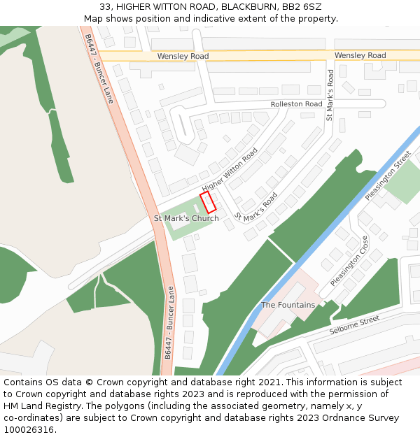 33, HIGHER WITTON ROAD, BLACKBURN, BB2 6SZ: Location map and indicative extent of plot