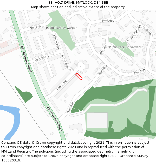 33, HOLT DRIVE, MATLOCK, DE4 3BB: Location map and indicative extent of plot