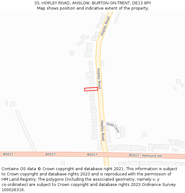 33, HOPLEY ROAD, ANSLOW, BURTON-ON-TRENT, DE13 9PY: Location map and indicative extent of plot