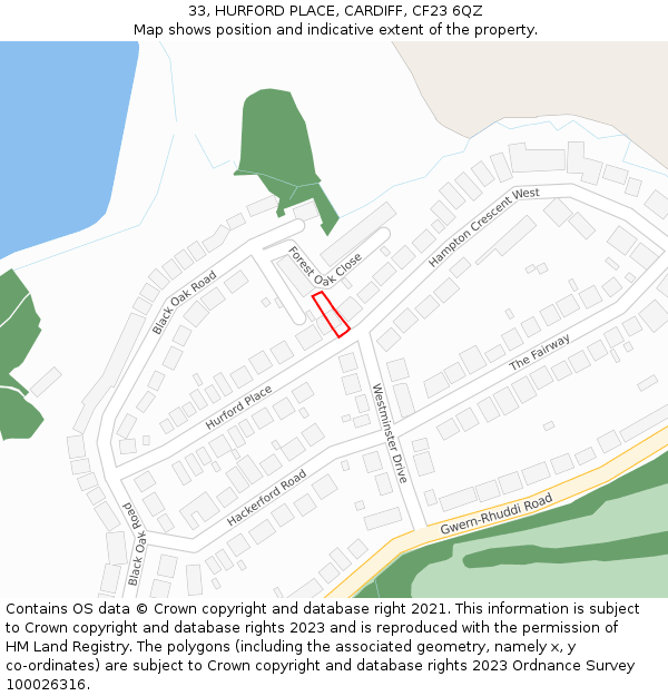 33, HURFORD PLACE, CARDIFF, CF23 6QZ: Location map and indicative extent of plot