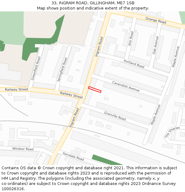 33, INGRAM ROAD, GILLINGHAM, ME7 1SB: Location map and indicative extent of plot