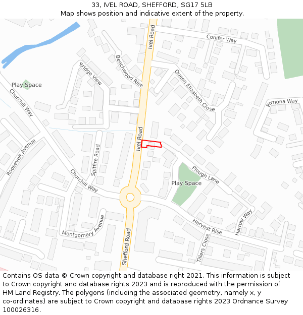 33, IVEL ROAD, SHEFFORD, SG17 5LB: Location map and indicative extent of plot