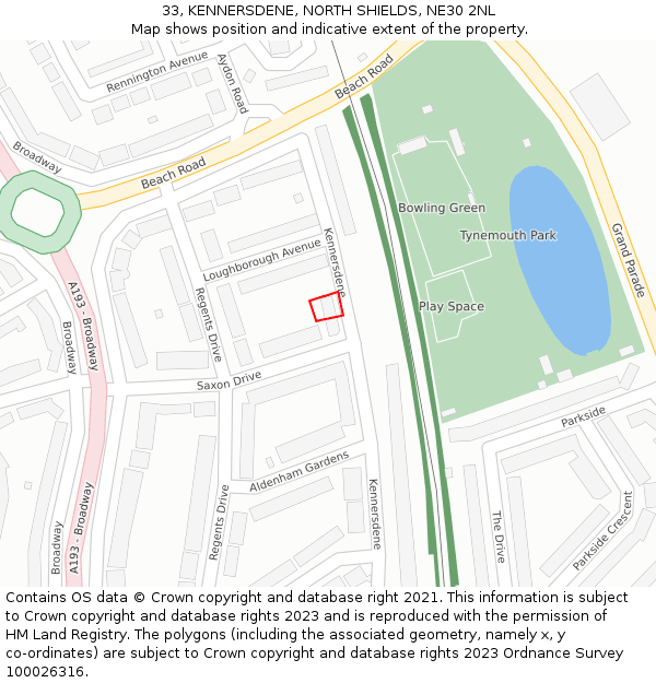 33, KENNERSDENE, NORTH SHIELDS, NE30 2NL: Location map and indicative extent of plot