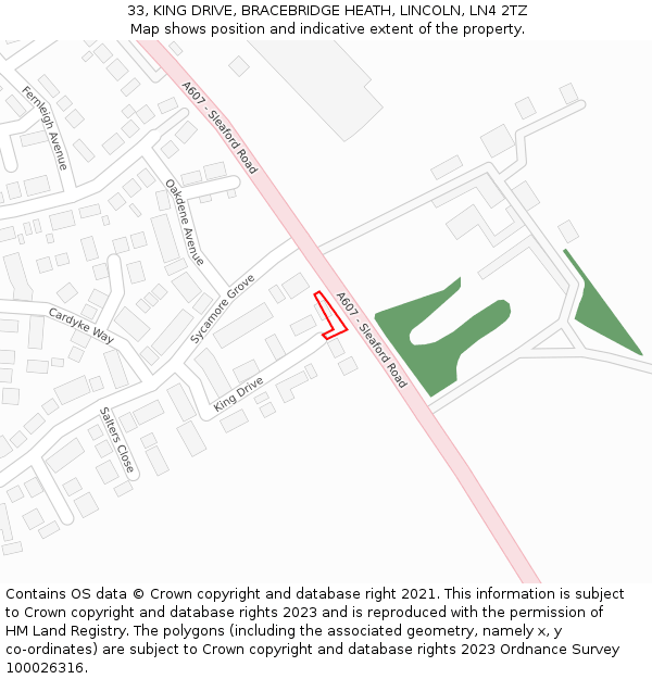 33, KING DRIVE, BRACEBRIDGE HEATH, LINCOLN, LN4 2TZ: Location map and indicative extent of plot