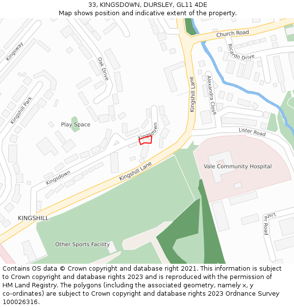 33, KINGSDOWN, DURSLEY, GL11 4DE: Location map and indicative extent of plot