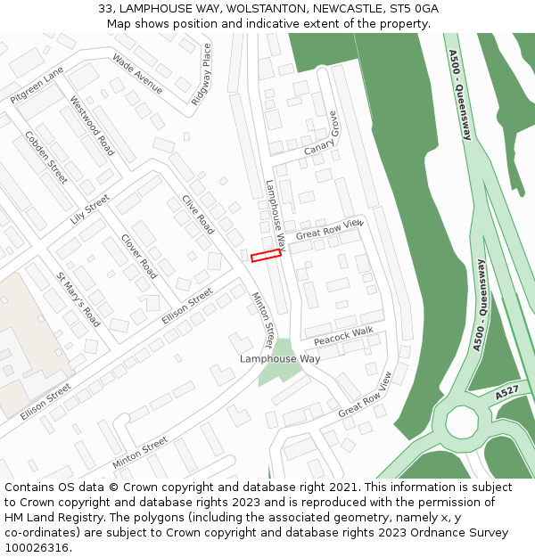 33, LAMPHOUSE WAY, WOLSTANTON, NEWCASTLE, ST5 0GA: Location map and indicative extent of plot
