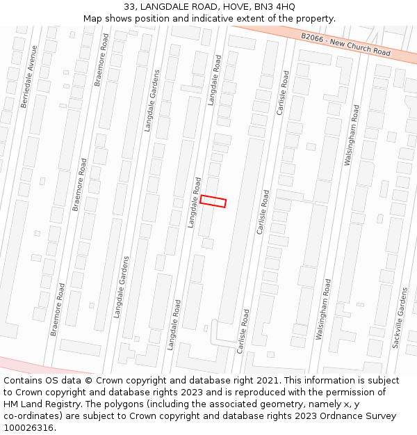 33, LANGDALE ROAD, HOVE, BN3 4HQ: Location map and indicative extent of plot