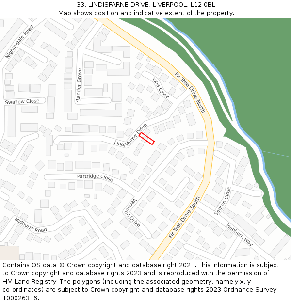 33, LINDISFARNE DRIVE, LIVERPOOL, L12 0BL: Location map and indicative extent of plot