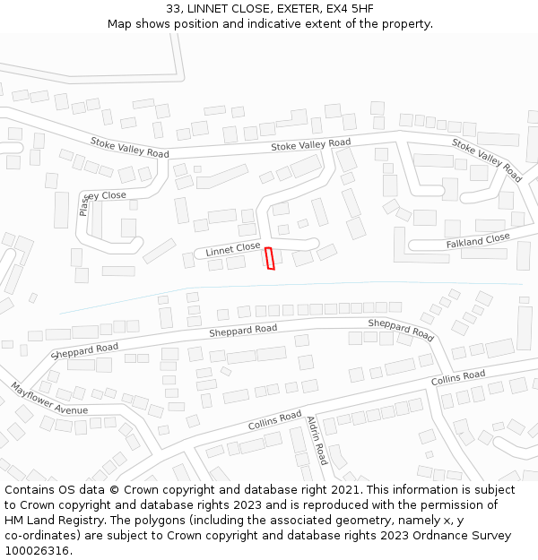 33, LINNET CLOSE, EXETER, EX4 5HF: Location map and indicative extent of plot