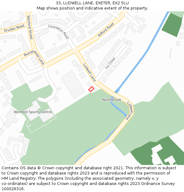 33, LUDWELL LANE, EXETER, EX2 5LU: Location map and indicative extent of plot