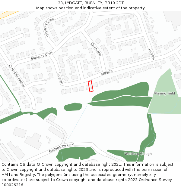 33, LYDGATE, BURNLEY, BB10 2DT: Location map and indicative extent of plot