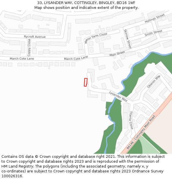 33, LYSANDER WAY, COTTINGLEY, BINGLEY, BD16 1WF: Location map and indicative extent of plot