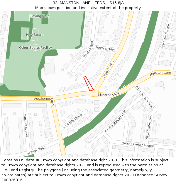 33, MANSTON LANE, LEEDS, LS15 8JA: Location map and indicative extent of plot