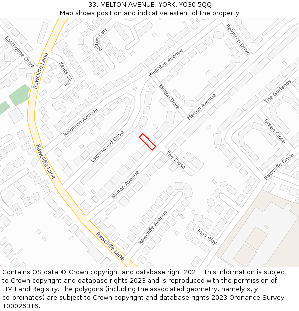 33, MELTON AVENUE, YORK, YO30 5QQ: Location map and indicative extent of plot