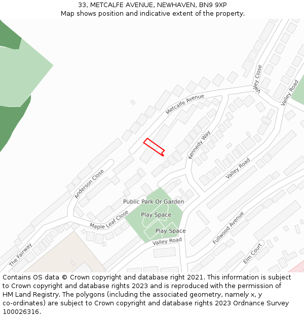 33, METCALFE AVENUE, NEWHAVEN, BN9 9XP: Location map and indicative extent of plot