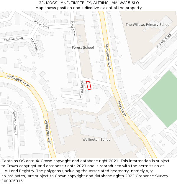 33, MOSS LANE, TIMPERLEY, ALTRINCHAM, WA15 6LQ: Location map and indicative extent of plot