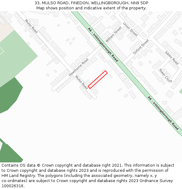 33, MULSO ROAD, FINEDON, WELLINGBOROUGH, NN9 5DP: Location map and indicative extent of plot