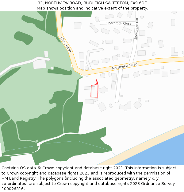 33, NORTHVIEW ROAD, BUDLEIGH SALTERTON, EX9 6DE: Location map and indicative extent of plot