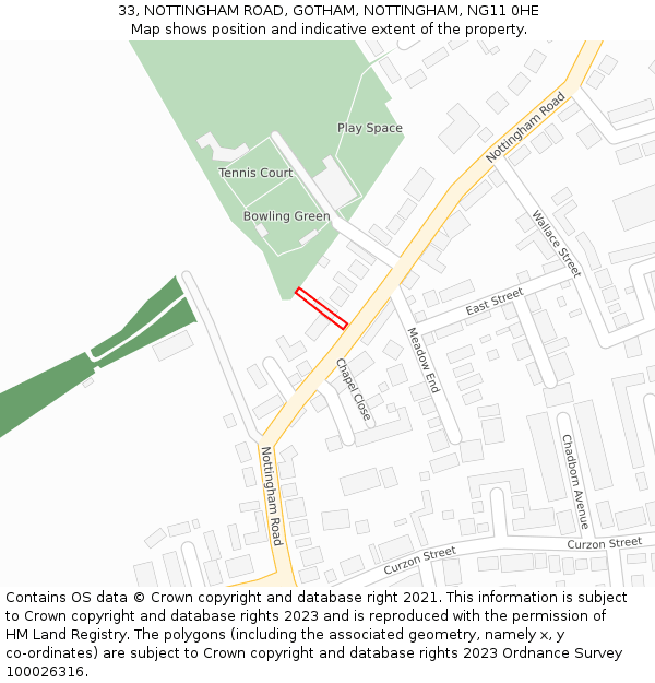 33, NOTTINGHAM ROAD, GOTHAM, NOTTINGHAM, NG11 0HE: Location map and indicative extent of plot