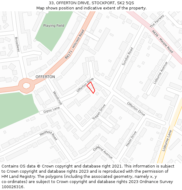 33, OFFERTON DRIVE, STOCKPORT, SK2 5QS: Location map and indicative extent of plot