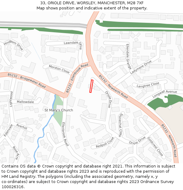 33, ORIOLE DRIVE, WORSLEY, MANCHESTER, M28 7XF: Location map and indicative extent of plot
