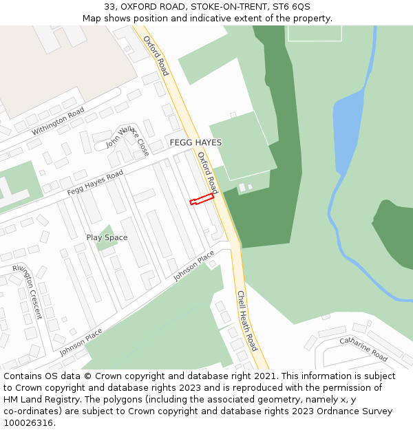 33, OXFORD ROAD, STOKE-ON-TRENT, ST6 6QS: Location map and indicative extent of plot