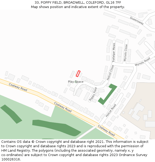 33, POPPY FIELD, BROADWELL, COLEFORD, GL16 7FF: Location map and indicative extent of plot
