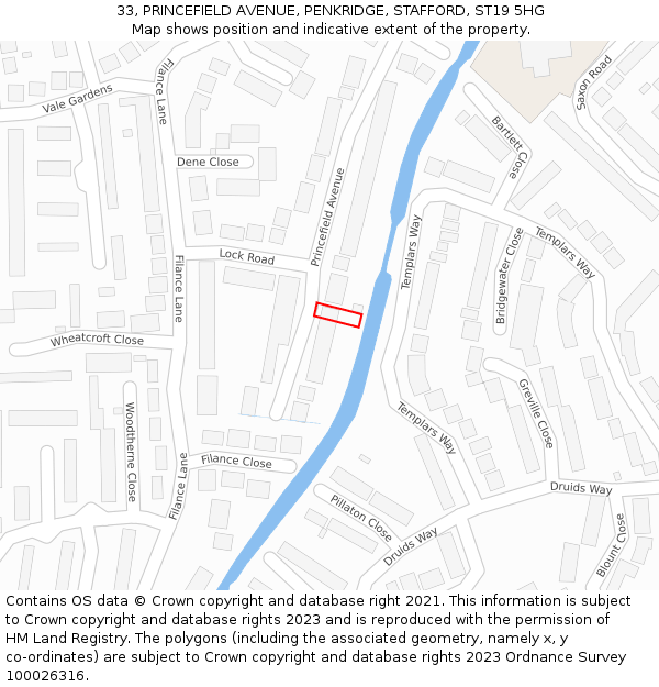 33, PRINCEFIELD AVENUE, PENKRIDGE, STAFFORD, ST19 5HG: Location map and indicative extent of plot