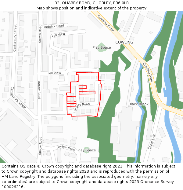 33, QUARRY ROAD, CHORLEY, PR6 0LR: Location map and indicative extent of plot