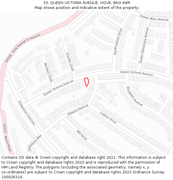 33, QUEEN VICTORIA AVENUE, HOVE, BN3 6WR: Location map and indicative extent of plot